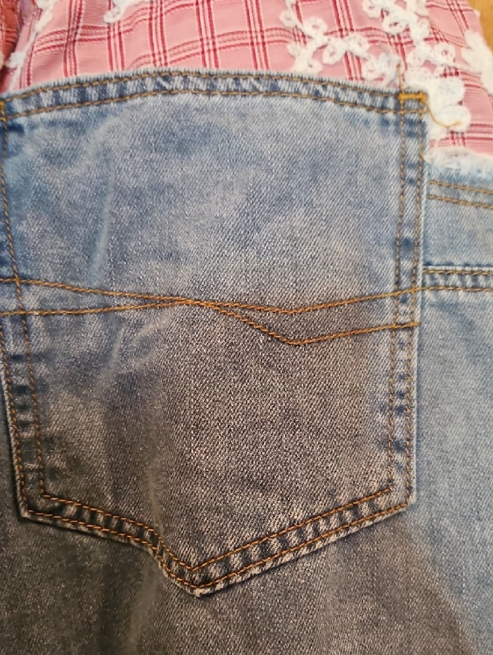334 POL Two-Tone Denim Jeans with Pink Floral Waistband - Picture 13 of 13